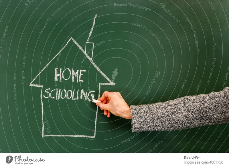 Homeschooling - teaching at home Lessons School corona pandemic Chalk Blackboard coronavirus lockdown Study Quarantine Education