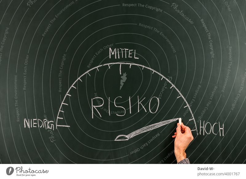 high risk Risk risky Diagram Tall peril esteem coronavirus risk of contagion pandemic Blackboard Chalk speedometer Arrow Risk of infection