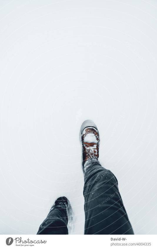wade through the deep snow Snow Deep Winter Going sink Tall White Footwear onset of winter Cold Winter mood