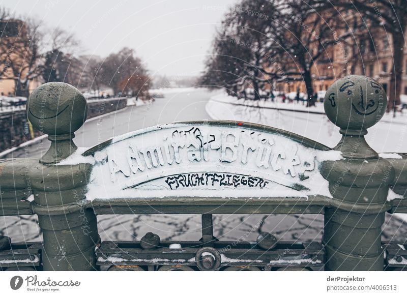 Winter in Berlin: Admiralsbrücke in Kreuzberg Exceptional chill Frost Ice Winter mood Tourism Trip Environment Sightseeing Colour photo Exterior shot Deserted