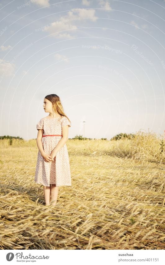 girl Feminine Child Girl Head Hair and hairstyles Face 8 - 13 years Infancy Nature Landscape Sky Summer Climate Beautiful weather Drought Field Idyll Moody