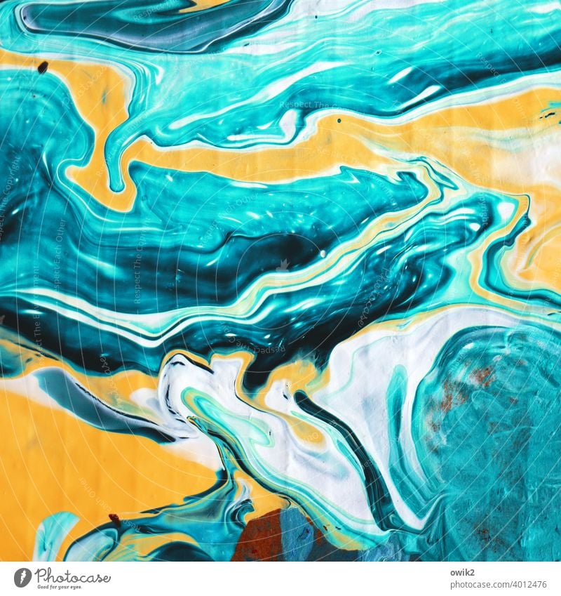 Stream of consciousness Art Work of art Painting and drawing (object) Colour Painted deliquesce Mix Melt Multicoloured Blue White Bizarre Chaos Design Yellow