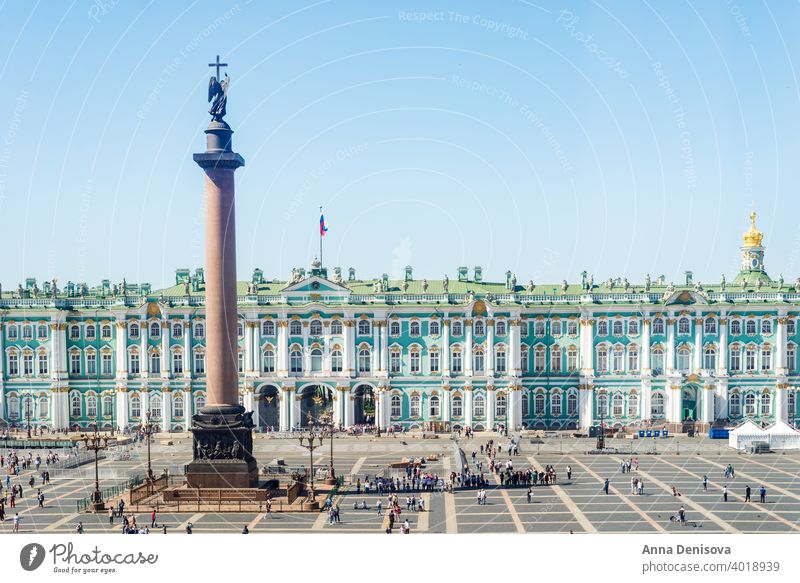 Palace Square with State Hermitage Museum and Winter Palace in saint petersburg russia st isaac cathedral city church spring tourism summer architecture europe