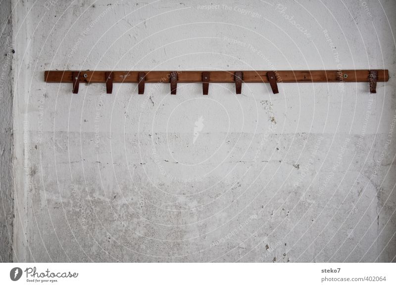from hook Wall (barrier) Wall (building) Old Brown Gray White Decline Gap Clothes peg Checkmark Lack Subdued colour Interior shot Abstract Deserted
