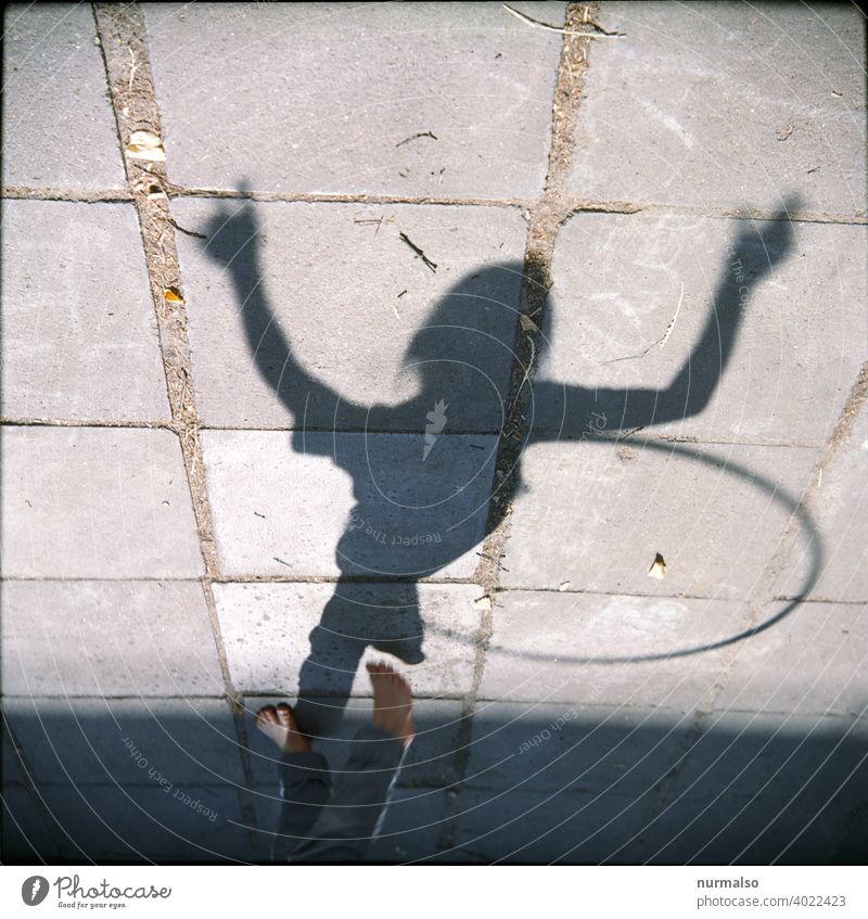 Shadow Fun Sports Child Playing Movement Hulahupp reef Hip Circle Joy free time Homesport Healthy Fitnis square wire Concrete stones Pattern Infancy Freedom