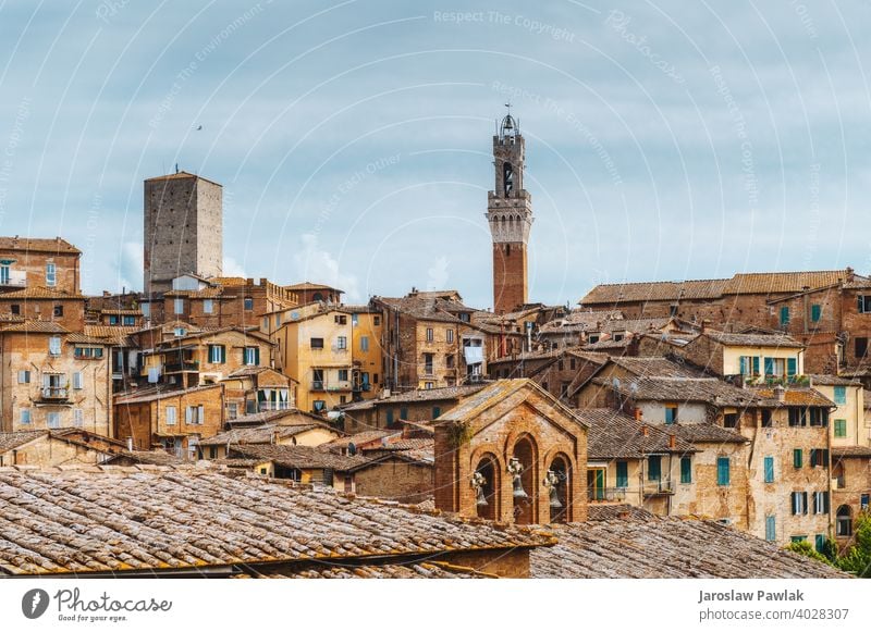 Siena, Italy - August 2020  afternoon view of the historical town of Siena steets and corners bella chic moody history italy medieval city siena tuscany