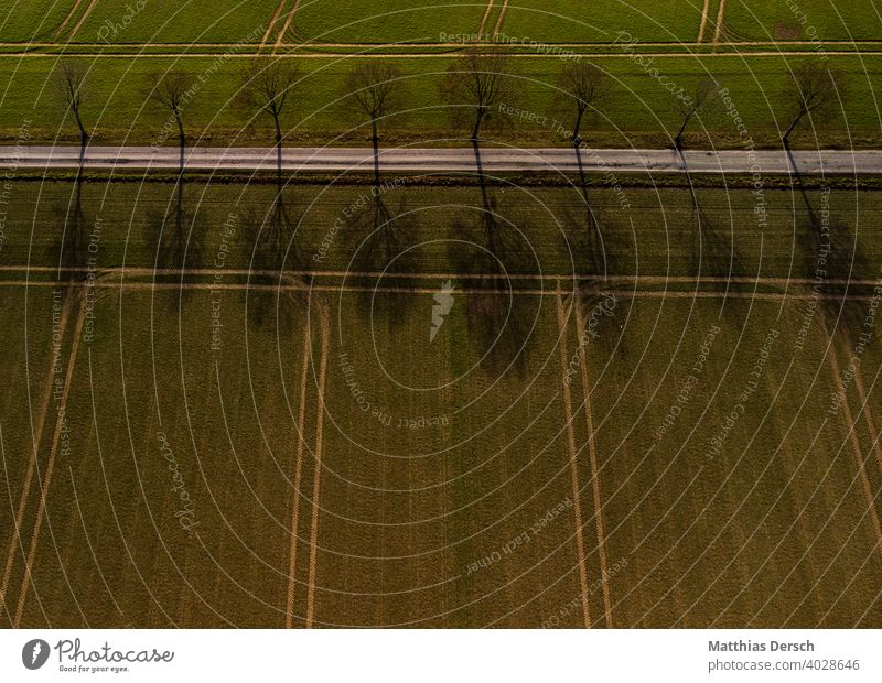 Aerial view of a hiking trail UAV view droning drone Aerial photograph Lanes & trails Street Avenue Field Agriculture Landscape