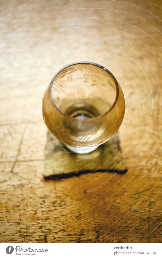 Empty glass on my desk Felt Glass Wood Wooden table Tea Tea glass Table Drinking Coaster Beverage drinking glass