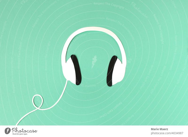 headphones Headphones Music audio Listening Podcast Radio (broadcasting) stylish Illustration Neutral Background paper cut Modern free time Lifestyle Sound
