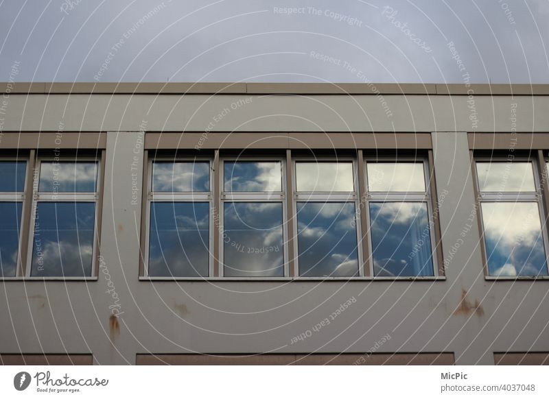 clouds reflection window facade Window Mirror Clouds Building Sky House (Residential Structure) Architecture Blue Reflection Glass Exterior shot Tall Town Day