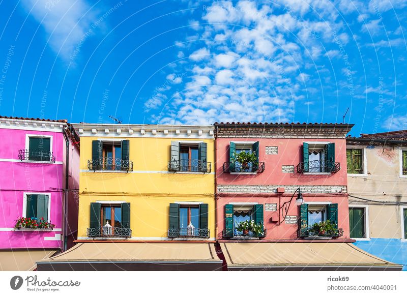 Colourful buildings on the island of Burano near Venice, Italy Island fishing island vacation voyage Town Architecture House (Residential Structure) Building