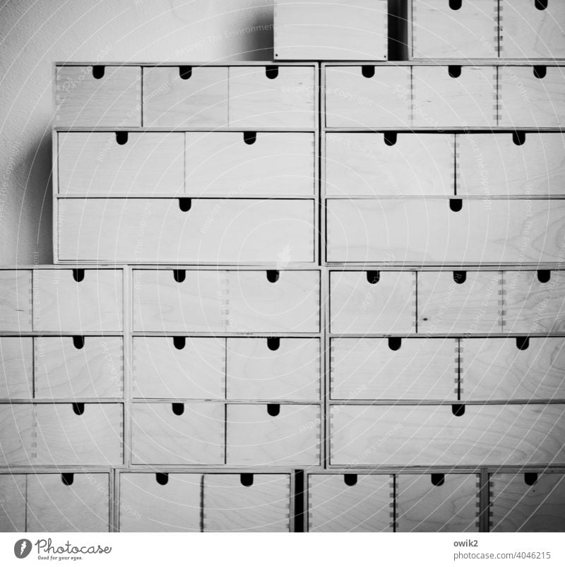 Ordnungsamt Containers and vessels Drawer Stack Wood Arrangement Many Together Firm Interior shot Pattern Structures and shapes Deserted Detail Long shot