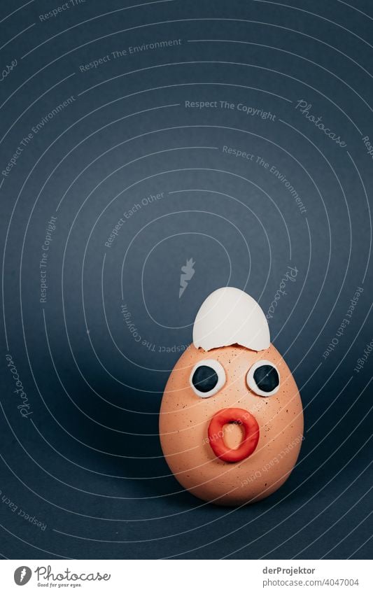 Amazing Easter egg with shell on the head and eyes and mouth made of plasticine Easter eggs Easter Monday Easter gift Easter wish Easter weather Egg Decoration
