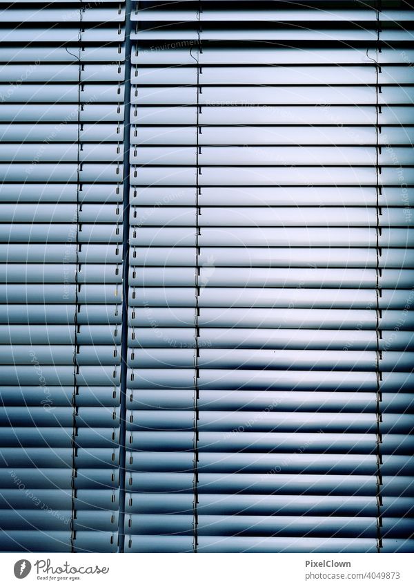 Roller blind for the window Window Venetian blinds Closed Shadow Roller shutter Structures and shapes Deserted Line House (Residential Structure) Gloomy Blue