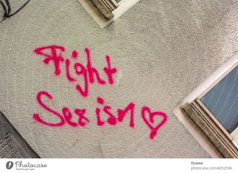 Fight Sexism Equality equal rights Detail Design urban Mural painting writing Colour photo Youth culture Creativity Letters (alphabet) Culture Art Plaster Daub