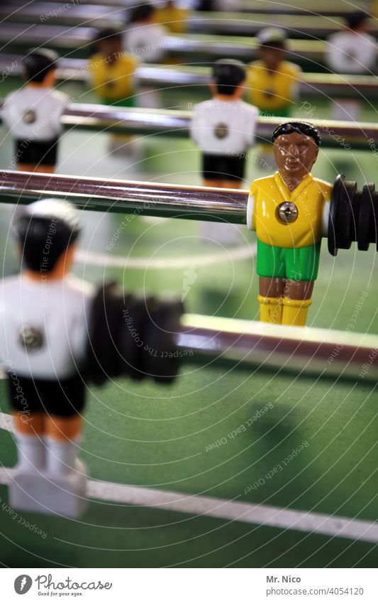 Brazil - Germany Sports Leisure and hobbies Table soccer kicker Foot ball Football pitch Ball sports Soccer player Foosball men Game pieces Playing field Piece