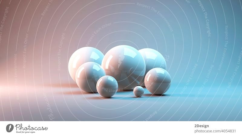 3d render of several sized reflected spheres inside a white studio graphic ball buttons three-dimensional chrome flying image orb pearl shadow shiny still