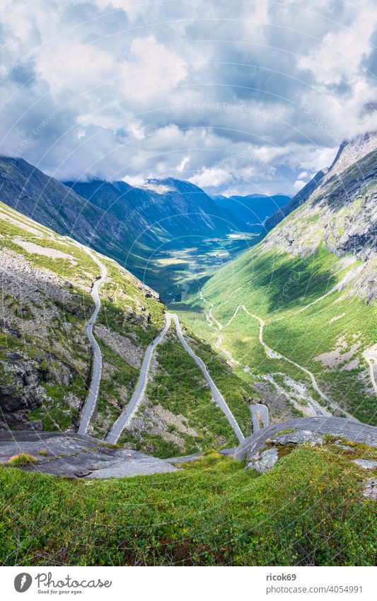 The Trollstigen road in Norway mountain Møre og Romsdal Street hairpin bend serpentine Summer vacation Landscape Nature destination mountains Valley