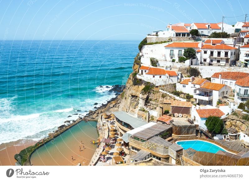 A beautiful coastal town in Portugal. architecture cliff portugal travel view village atlantic beach lisbon ocean portuguese scenery scenic sea seaside sintra