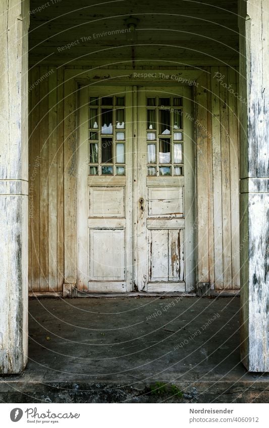 Mysterious door on an old wooden house Old Architecture Wood House (Residential Structure) Entrance Manmade structures Patina front door Mystic mysticism