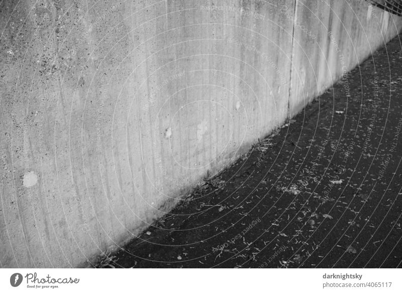 Concrete and asphalt construction Wall (barrier) Street Wall (building) Asphalt three-second Central perspective Colour photo Exterior shot