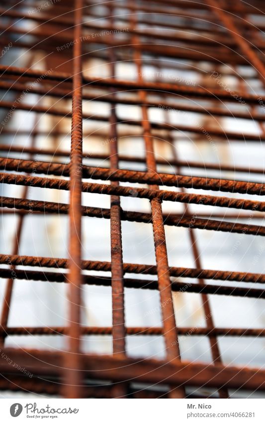 Interspaces | on the building site Construction site Build Reinforcement steel reinforcing steel Steel Structures and shapes Work and employment iron weaver