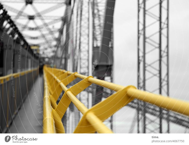 F60 Gangway colliery open pit mining Metal Scaffolding Iron reeds lines align Yellow Gray Corridor off Tall Depth of field Aspire Architecture Safety Protection