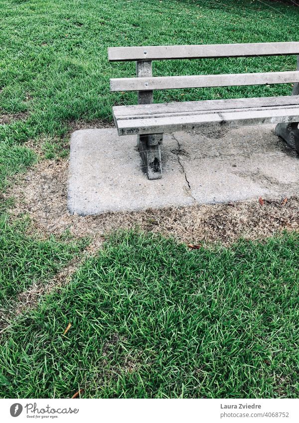 Lets sit down on the bench and talk Bench Wooden bench Old bench Park bench Seating Bench in the park Grass Break Sit down Relaxation Calm Nature Summer Green