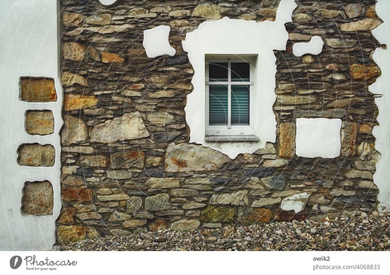 Glass and granite Wall (building) Facade Detail Wall (barrier) House (Residential Structure) Building Old stones Exterior shot Colour photo Long shot
