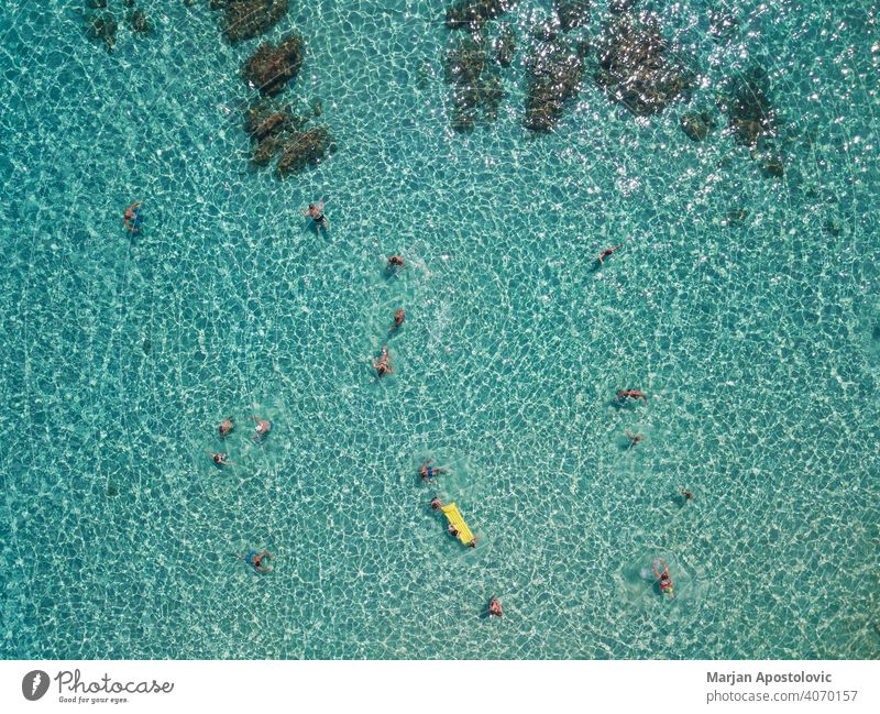 Aerial view of swimmers in Greek sea Greece Summer Summer vacation Tourism Vacation & Travel Nature Mediterranean sea Beach Ocean Relaxation Swimming & Bathing