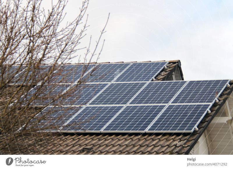 Photovoltaic system on the roof of a house photovoltaics photovoltaic system stream power supply Energy generation Solar Power Renewable energy Energy industry