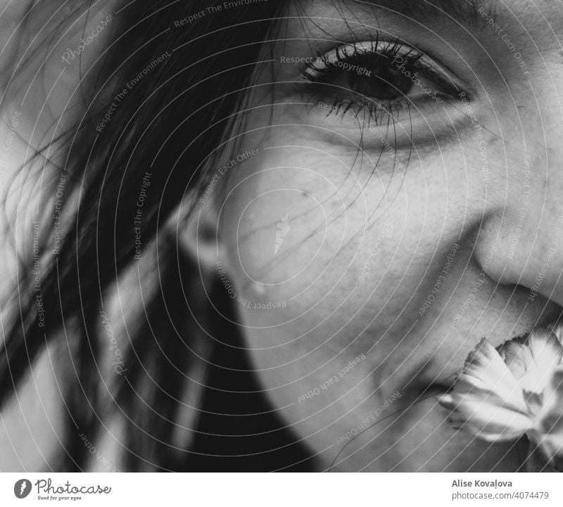 tear of joy portrait girl black hair light eyes black and white portrait horizontal portrait close up close to the face tears cry crying happy tears teardrop