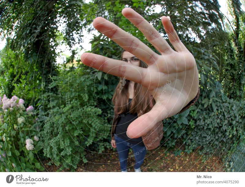 No photo please ! Skin hand surface portrait Green Plant Hold Palm of the hand Protection keep sb./sth. apart Border no means no Resolve Looking Protest Revolt