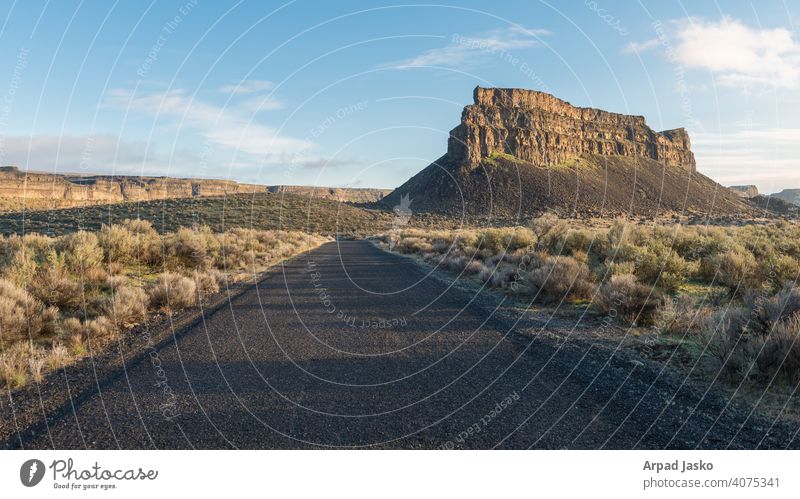 Coule Desert Road Driving Grant County Landscape Sunrise Sunset Washington rock formation