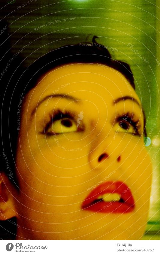 Yellow II Woman Long exposure Portrait photograph Style cross colour Face washed out Eyes Mouth Looking