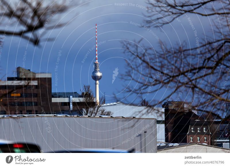 TV tower behind Moabit Berlin Capital city Television tower Landmark Skyline House (Residential Structure) Hall Storage Industry urban cityscape wide