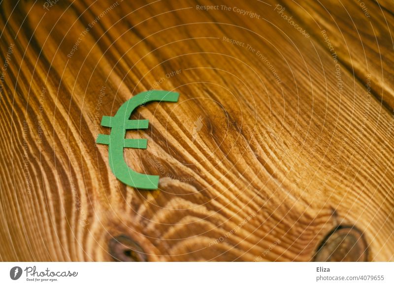 Green euro sign on wood. Sustainable investments. Euro symbol Sustainability Money Investment Consumption invest money Environmental protection conscious Wood