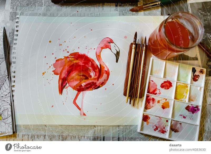 paint my mood color indoor watercolor brushes painting paper art pink flamingo hobbies learning free time education release