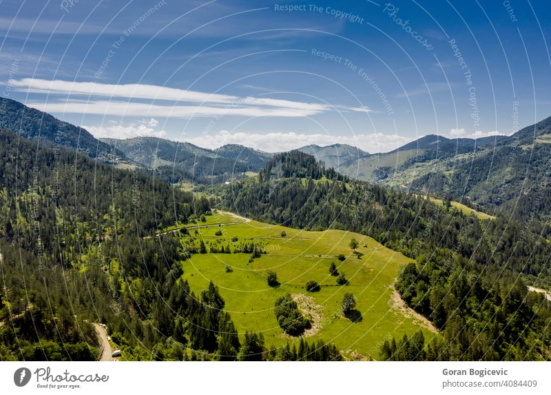 Aerial view at Tara mountain forest in Serbia aerial beautiful coniferous drone evergreens flying landscape natural nature outdoor outdoors pine rural scene