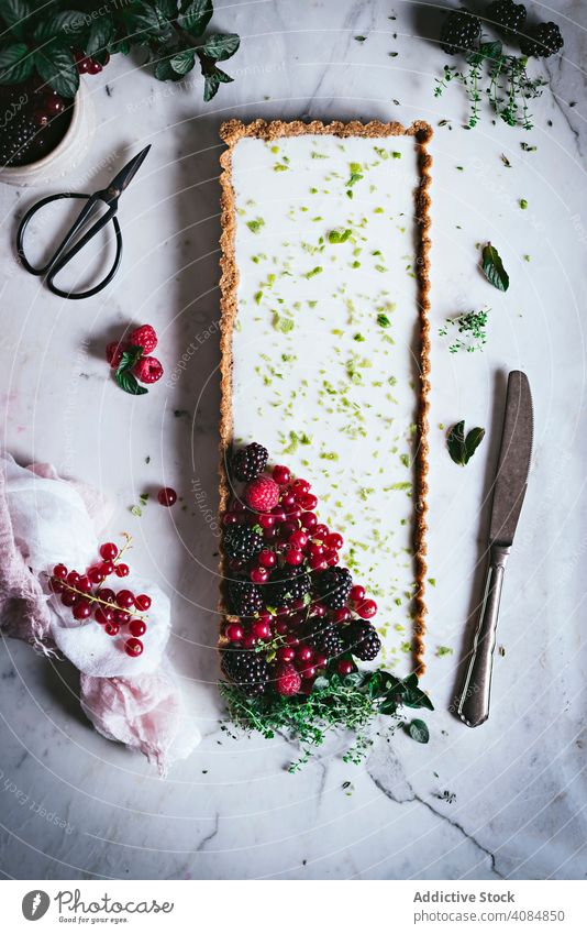 Lime pie with berries decorating cake dessert food sweet tasty homemade delicious tabletop raspberry style culinary still life detail fruit lime pie sweet food