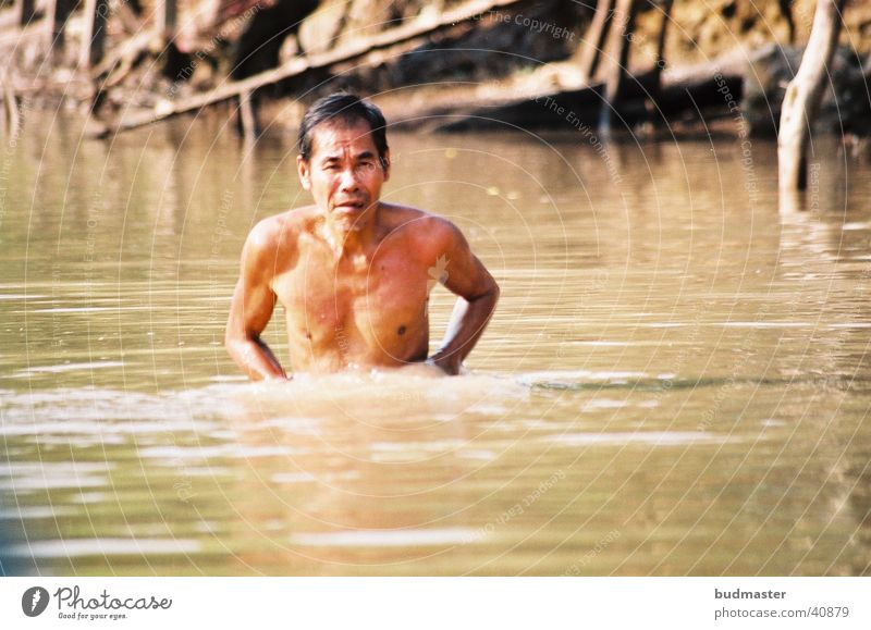 mekongman Vietnam Bathtub Soap Man Mekong Water Wash Clean Dirty Stock