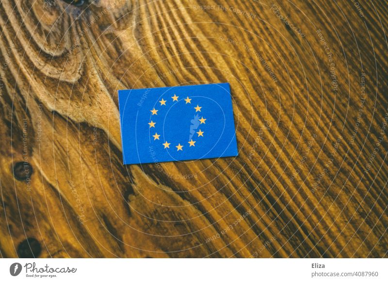 Flag of the European Union on wood European flag EU symbol Wood fellowship Blue stars Politics and state