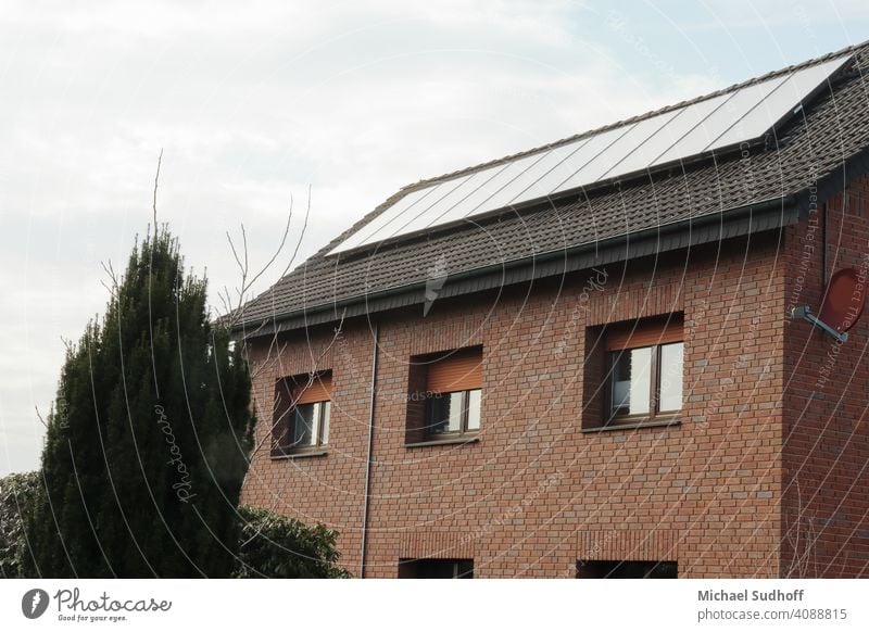 A solar system on a 2.5 storey house (6 family house) which is used for hot water production. Solar system Alternative energy Warm water thermal Renewable