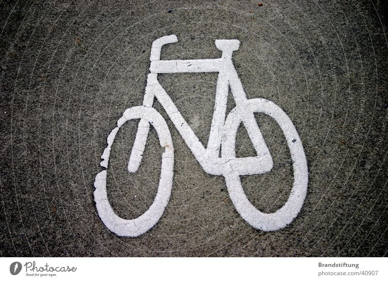 bicycle path Bicycle Cycle path Asphalt Dirty Transport Lanes & trails microgram Signage Street