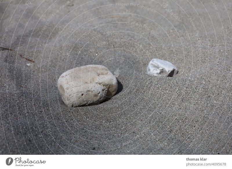 Two stones in the sand Sandy beach Vacation & Travel Deserted Ocean Summer coast Landscape