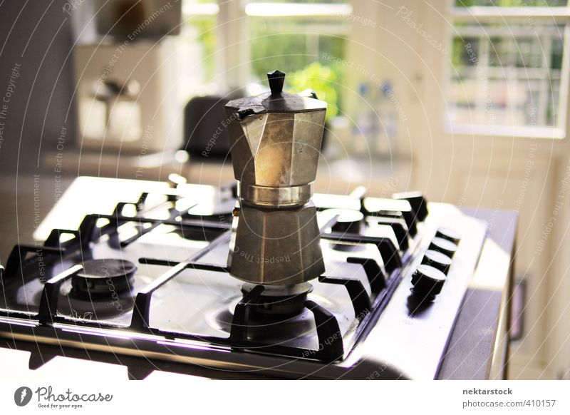 coffee maker in kitchen on traditional gas oven Italian Food Coffee Espresso Sun Kitchen Fire Stove & Oven Make Fresh Black Tradition Coffee maker