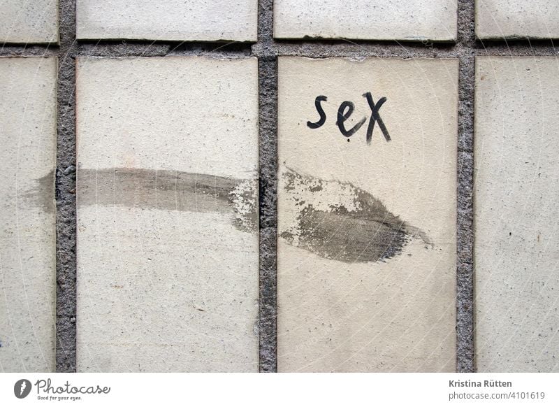 sex and graffiti on the wall of the house Sex Graffiti Daub Wall (building) Wall (barrier) Facade tiles House (Residential Structure) Building Sexuality Gender