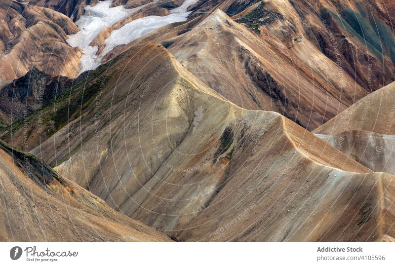 Picturesque landscape of mountain ranges in Iceland scenic majestic ridge colorful nature peak tourism rock beauty high travel panoramic weather geology