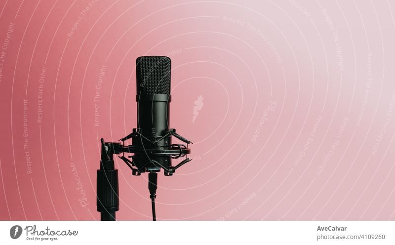 Download Close Up Mock Up Of A Streaming Microphone With A Laptop With Copy Space Technology Streaming Space Work At Home A Royalty Free Stock Photo From Photocase