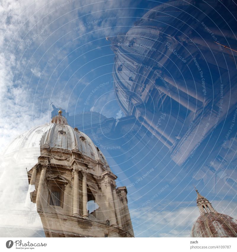 Illusion | so close to heaven Rome St. Peter's Cathedral Domed roof dome Vatican Church Italy Religion and faith Tourist Attraction Historic Double exposure